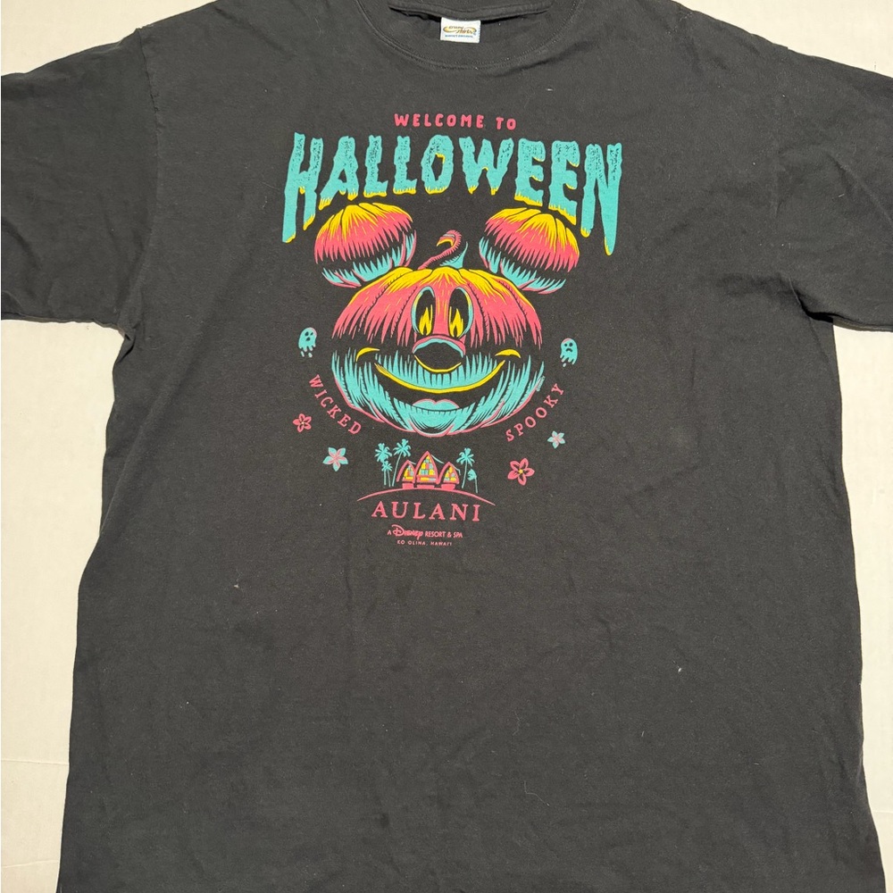 disney aulani halloween mickey mouse, hawaii, men's xl black t-shirt